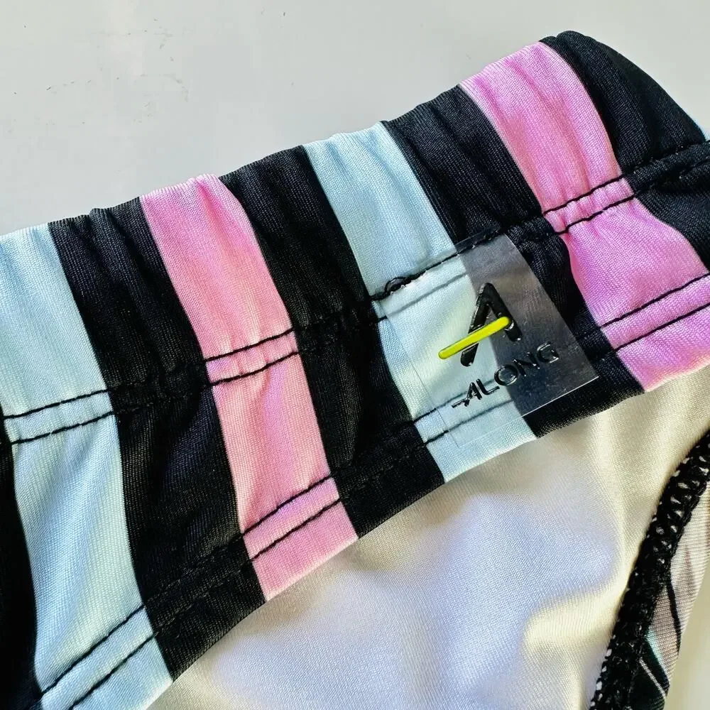 MENS ALONG Black Pink Blue Stripe Grey Floral Print Swim Bikini Brief Speedo S